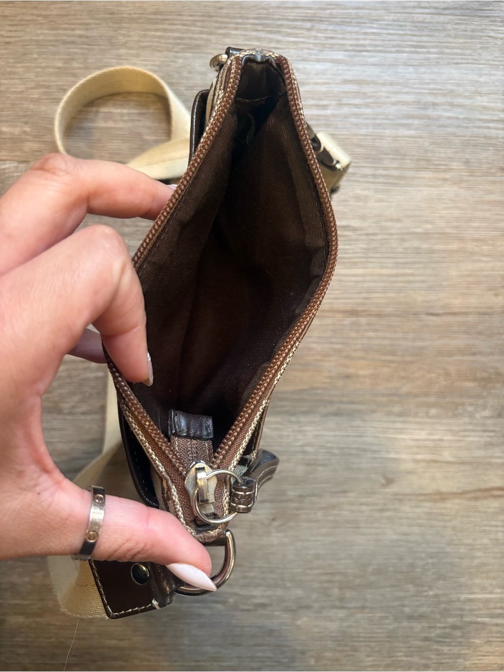Coach Two-Tone Signature Crossbody in Brown and Tan - Picture 4 of 4